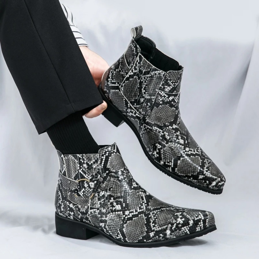 Men'S Shoes Black And White - 2025 novos homens apontados preto branco