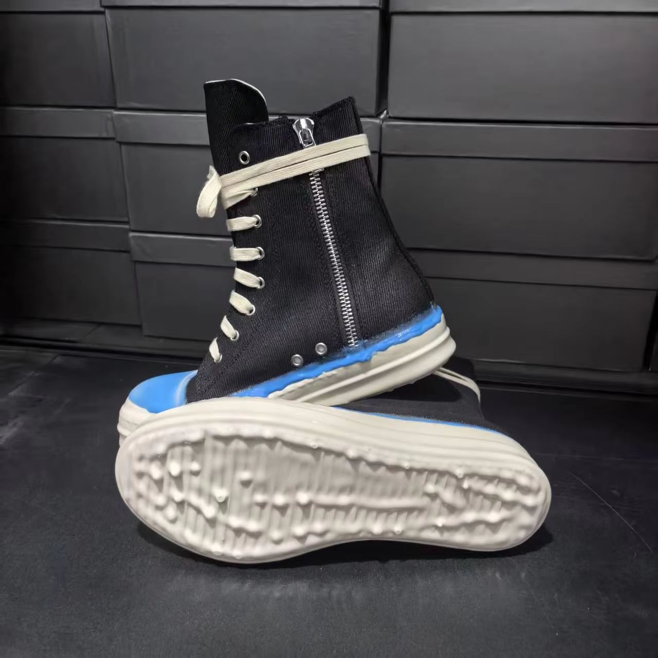 Men'S Shoes Black And White - Botas de Cano Alto com Design