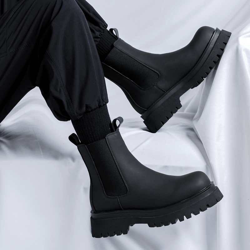 Men Shoes 2026 - Botas Chelsea de Cano Alto Pretas