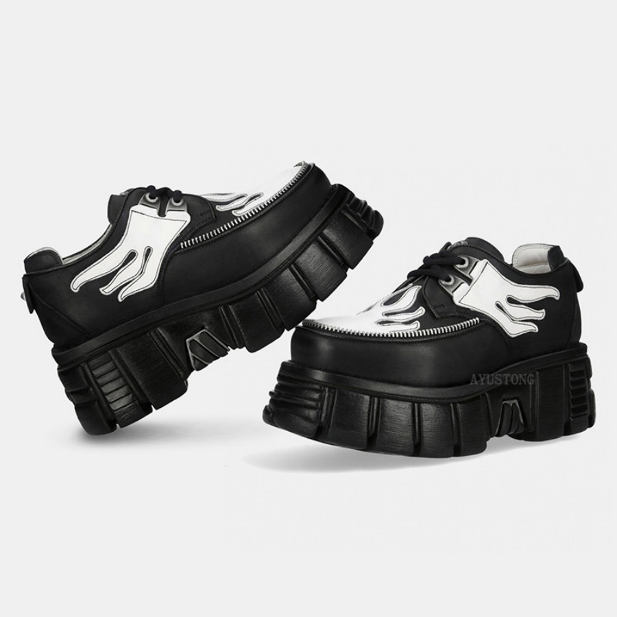 Tênis de Plataforma com Estamp - Men'S Shoes Black And White avaliação e preço