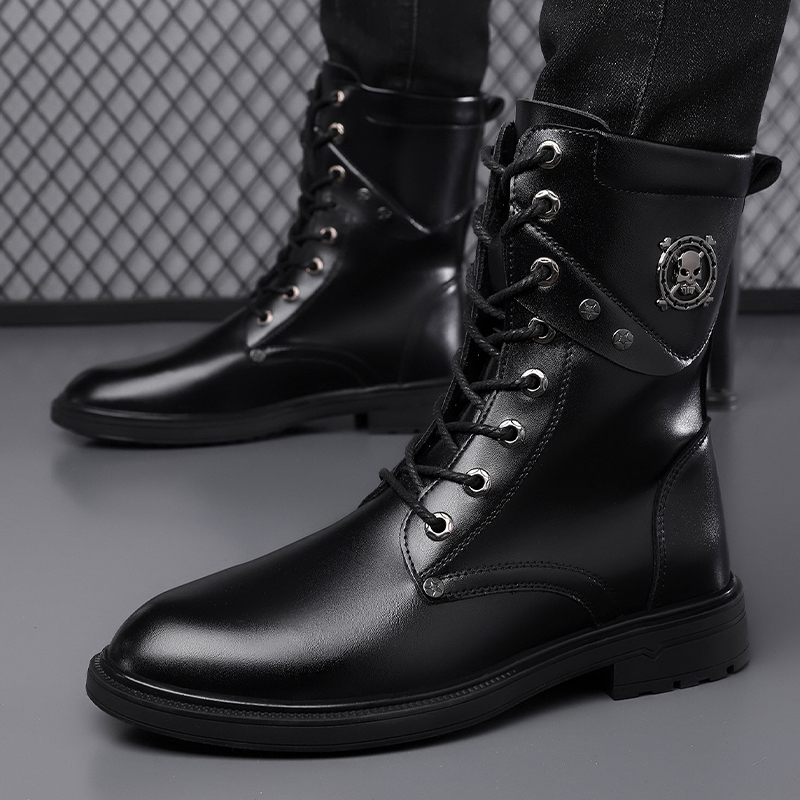 Botas Unissex de Cano Alto com - Men'S Shoes Black And White avaliação e preço
