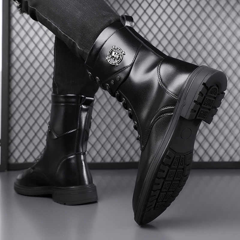 Botas Unissex de Cano Alto com - Men'S Shoes Black And White avaliação e preço