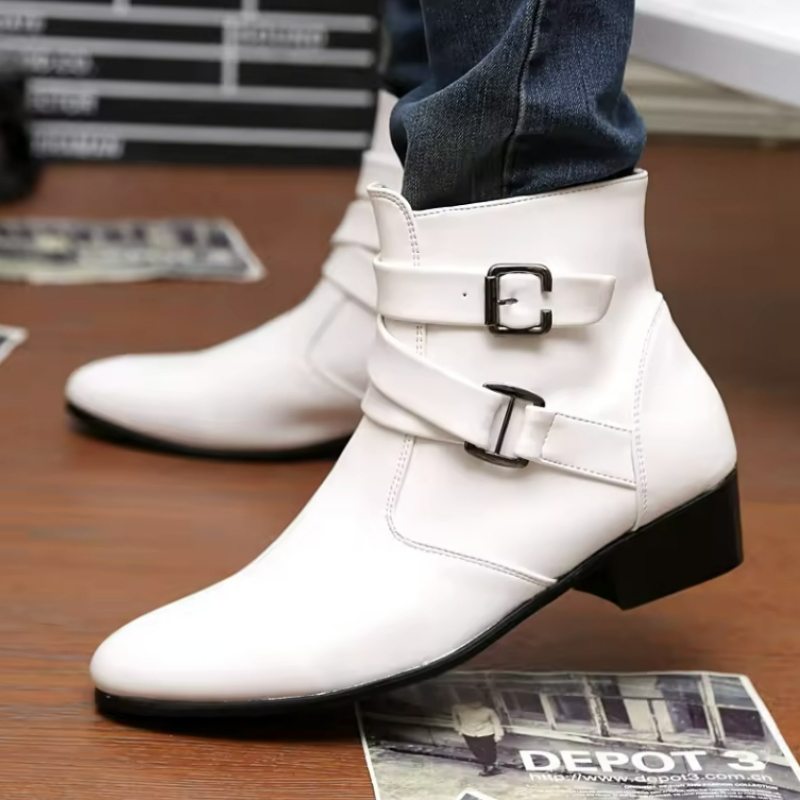 Botas masculinas de luxo de co - Men'S Shoes Black And White avaliação e preço